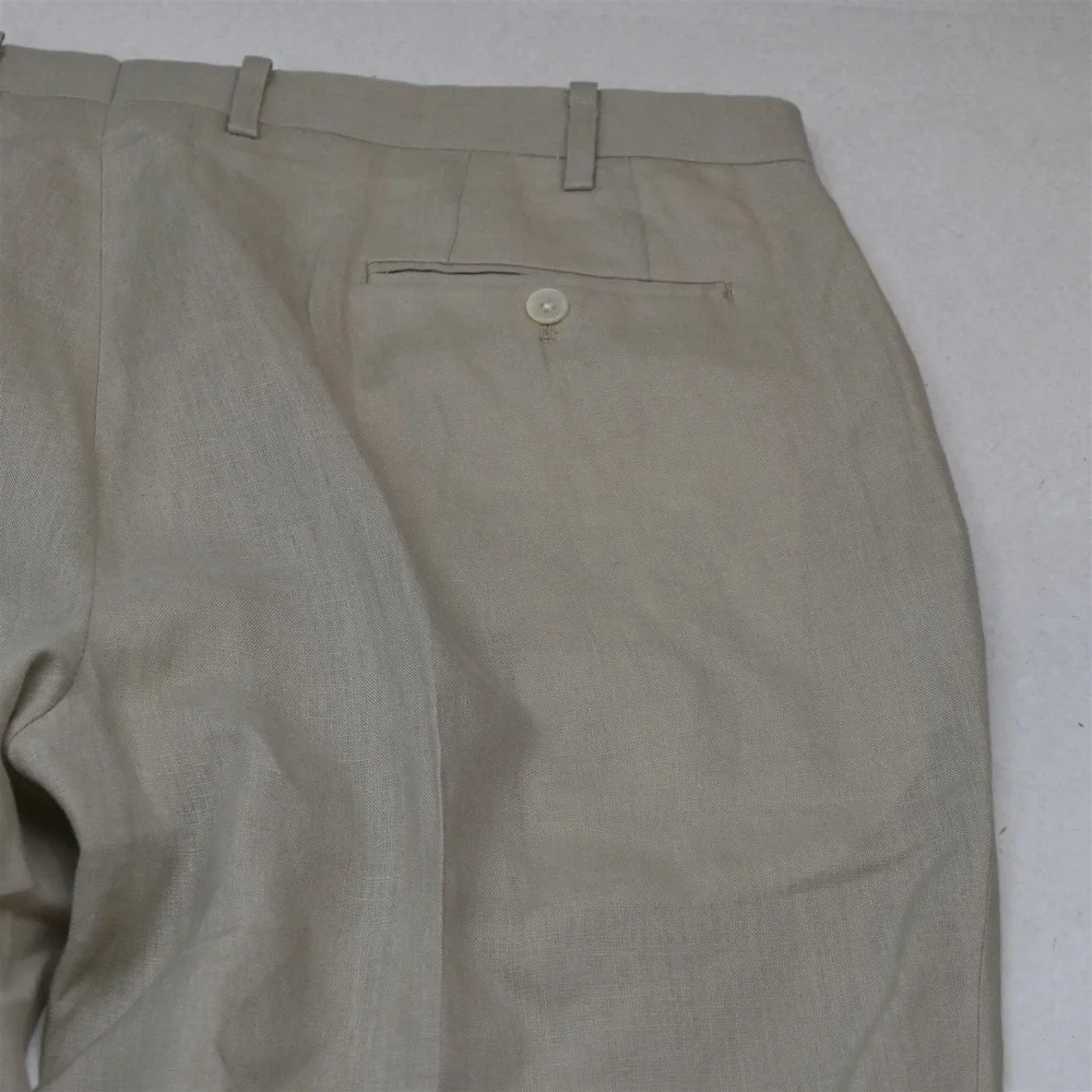 Lauren Ralph Lauren 40x32 Beige Khaki 100% Linen Straight Classic Dress Pants